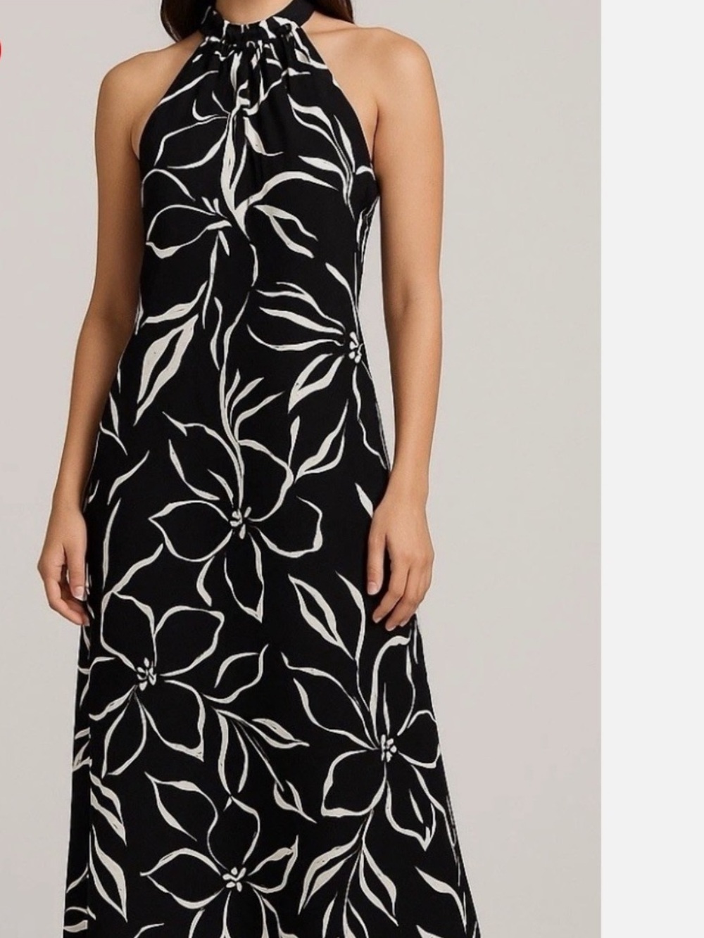 1STATE Black and White Halter Floral Maxi Dress